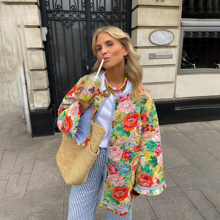 Damen Blumen Druck Jacke | Übergröße