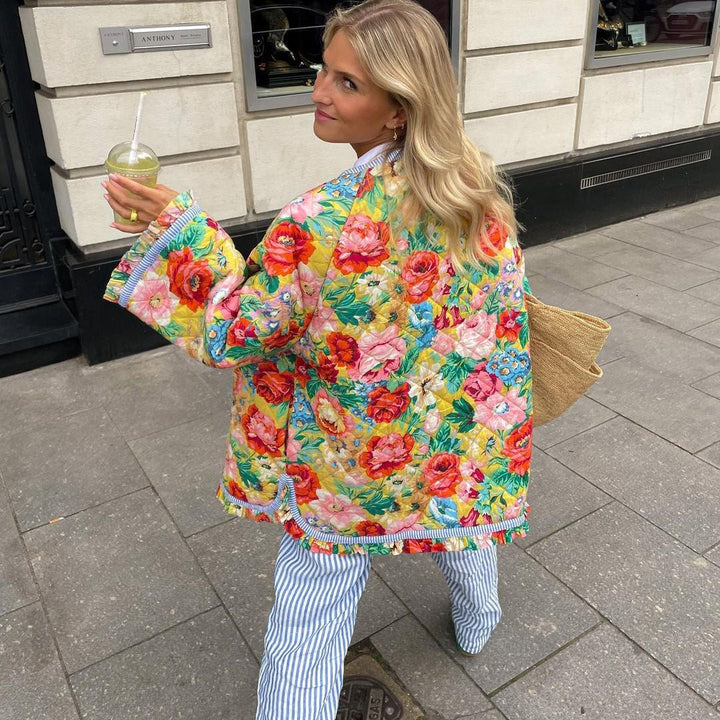 Damen Blumen Druck Jacke | Übergröße