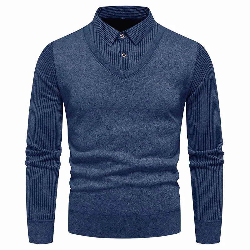 Lässiger Herrenpullover mit zweiteiligem Design
