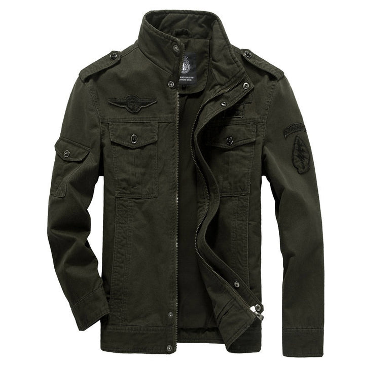 Herren Langarm Stehkragen Jacke | Taschen