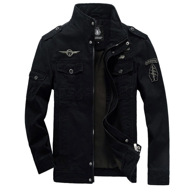 Herren Langarm Stehkragen Jacke | Taschen