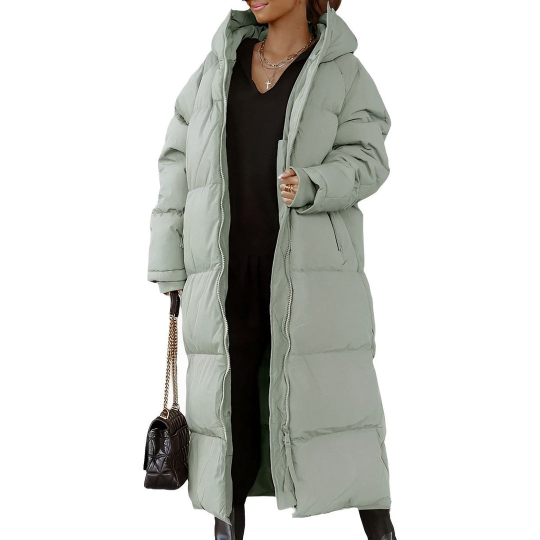 Damen Langer Daunenjacke mit Kapuze | Übergroß