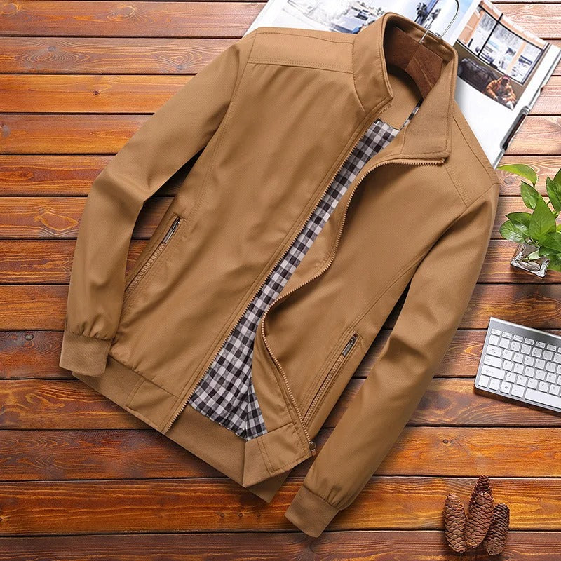 Herren Schlanke Passform Stehkragen Jacke | Reißverschluss