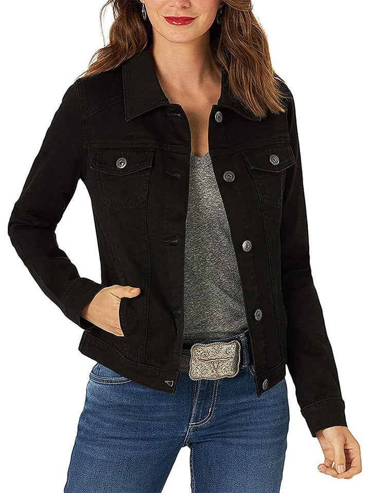 Damen Einreihig Jeansjacke mit Taschen | Langarm