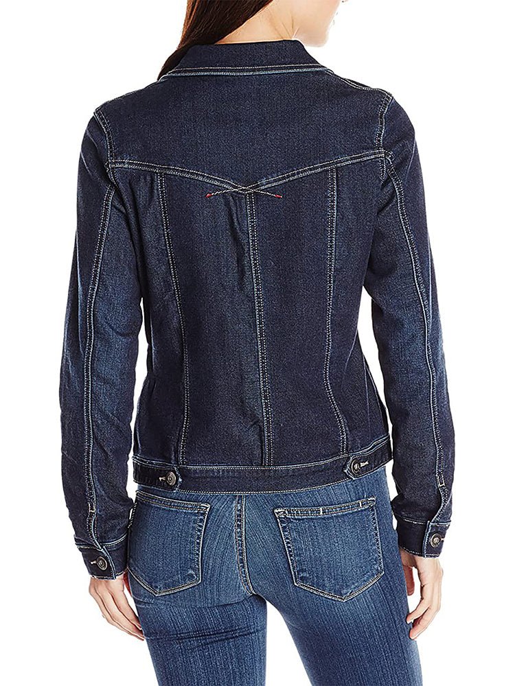 Damen Einreihig Jeansjacke mit Taschen | Langarm